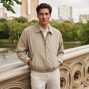 London Fog Men's Khaki Zip-Front Bomber Jacket